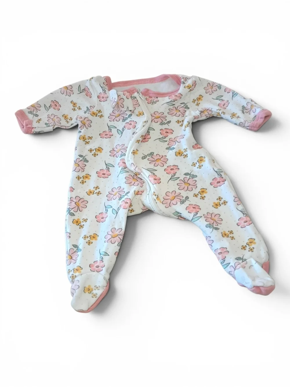 The Peanutshell Baby Girls Footed One-Piece Set, 4-Pack And Washcloths Bundle